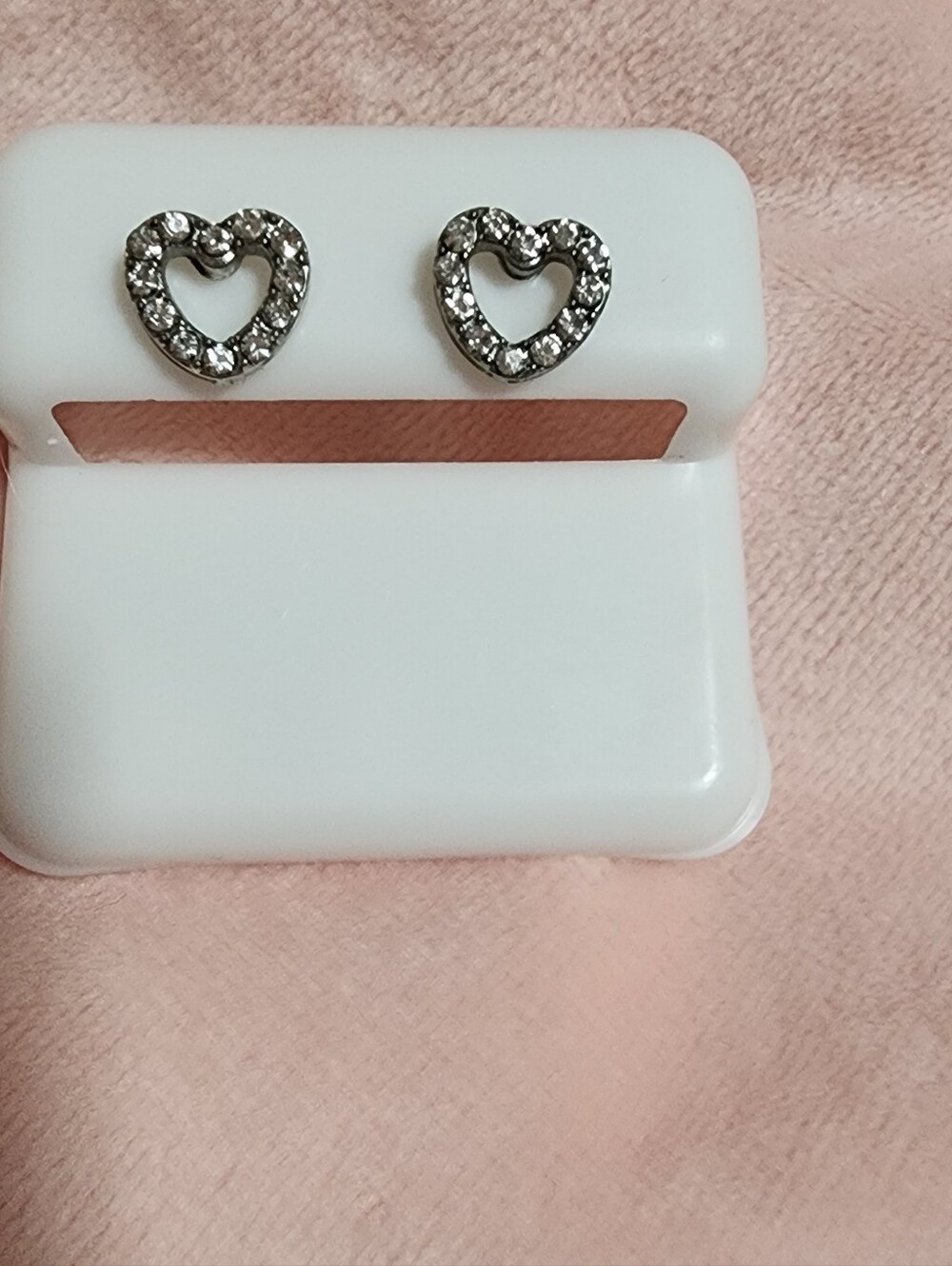 Silver Heart Crystal Stud Earrings - Classic Sparkle